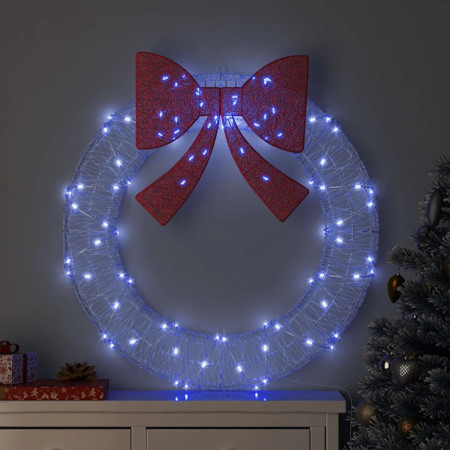 Couronne avec 80 LED Bleu 92 x 92 x 9,5 cm Acrylique