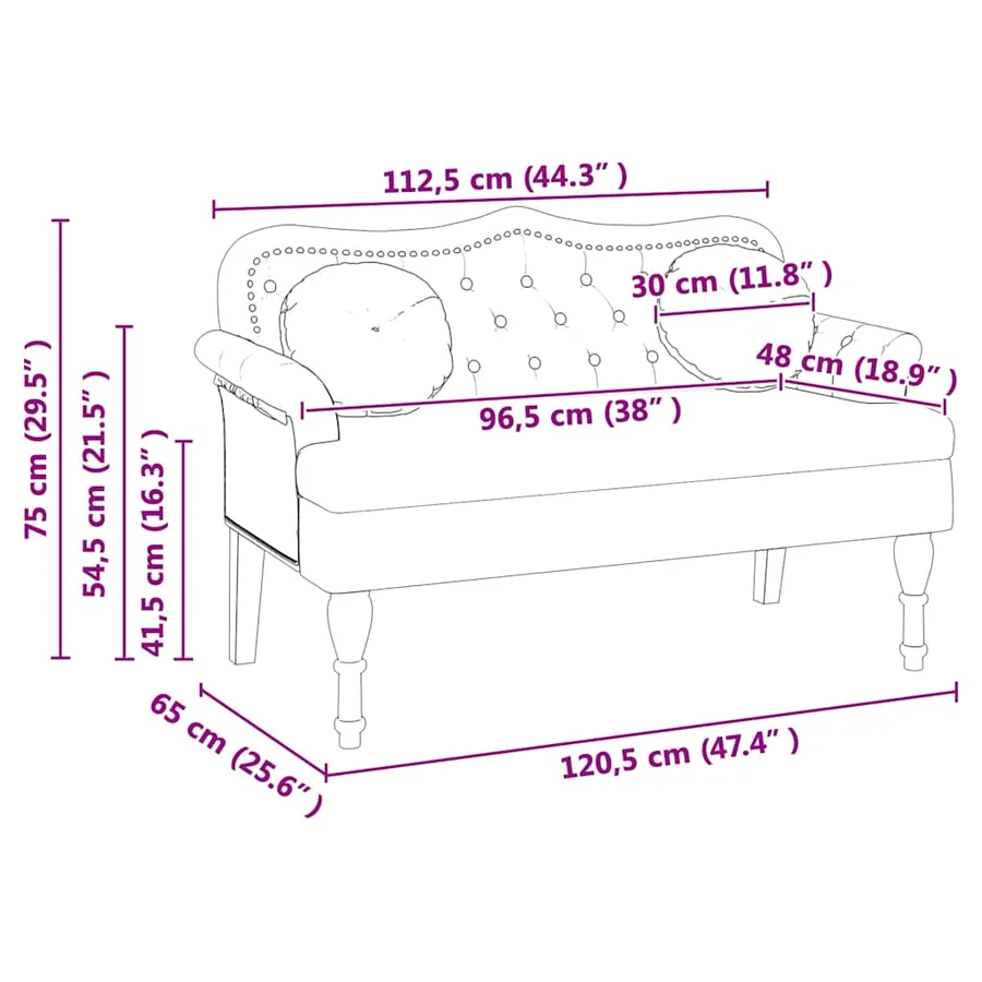 Banc Chesterfield Crème 120,5 x 65 x 75 cm Simili cuir - 11