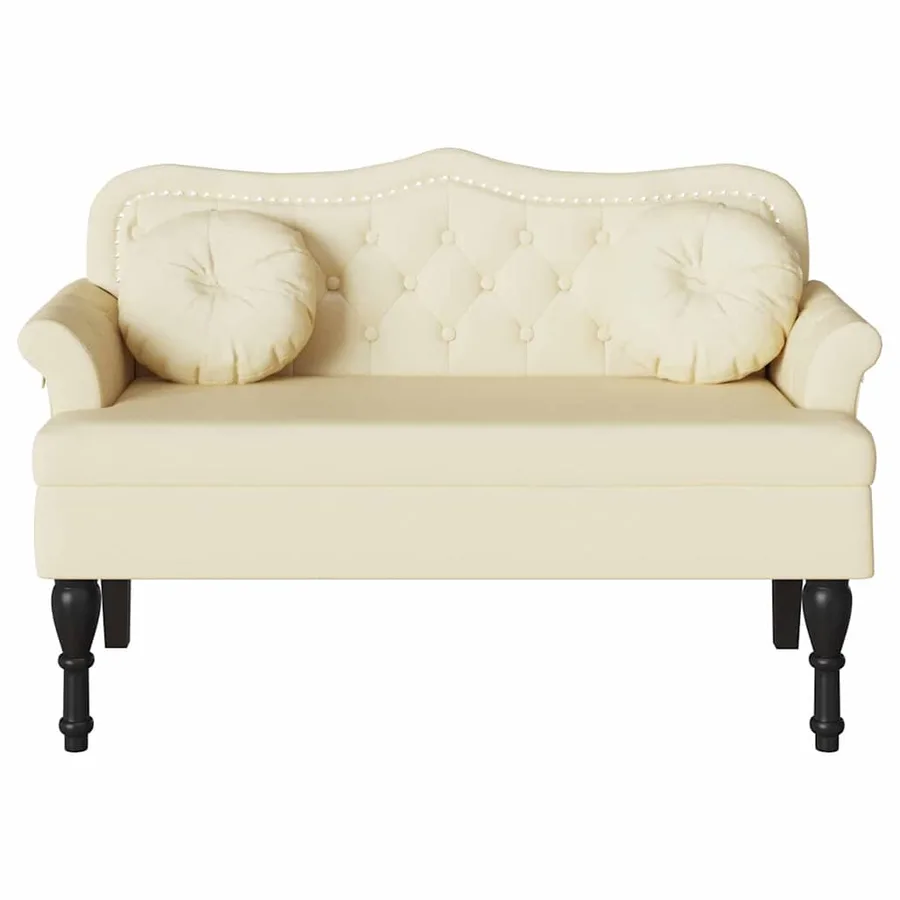 Banc Chesterfield Crème 120,5 x 65 x 75 cm Simili cuir - 4
