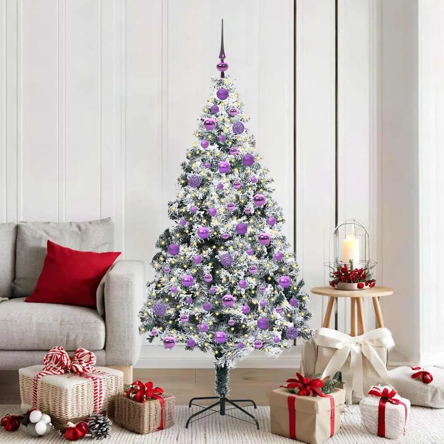 Sapin de Noël artificiel Blanc 180 cm PVC, Acier et Plastique