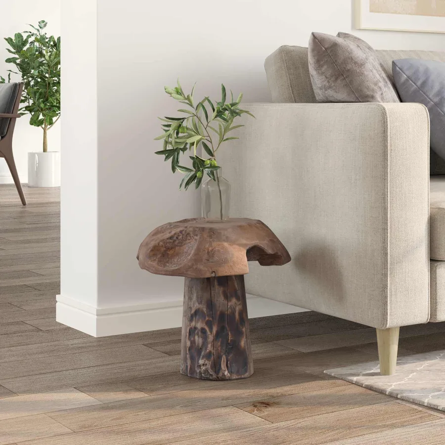 Tabouret Naturel 35 x 35 x 35 cm Bois de teck massif - 3