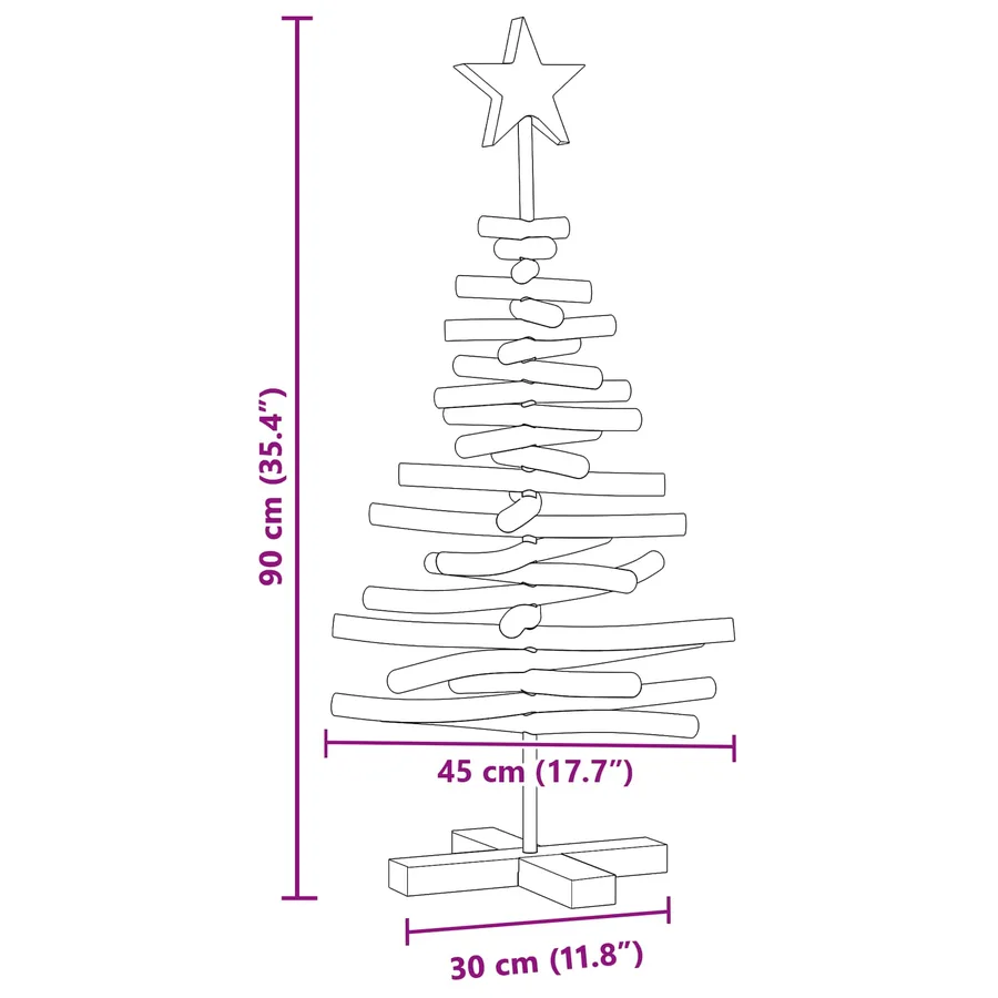 Sapin de Noël avec support Marron 90 cm Bois de teck solide - 11