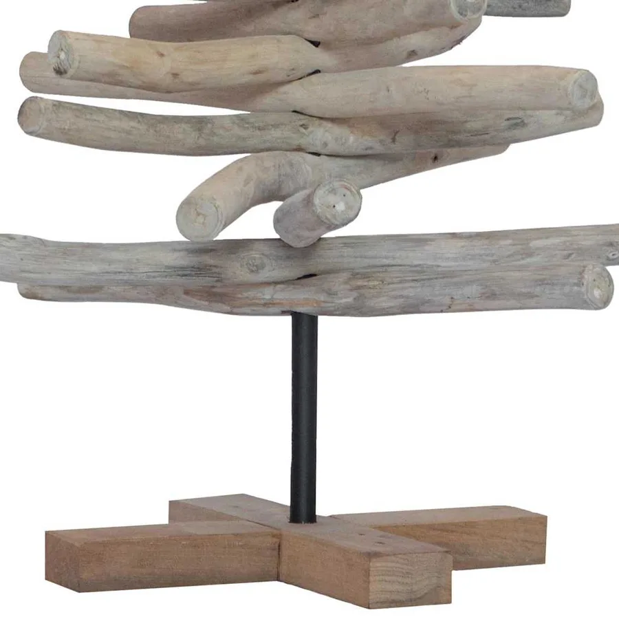 Sapin de Noël avec support Marron 90 cm Bois de teck solide - 9
