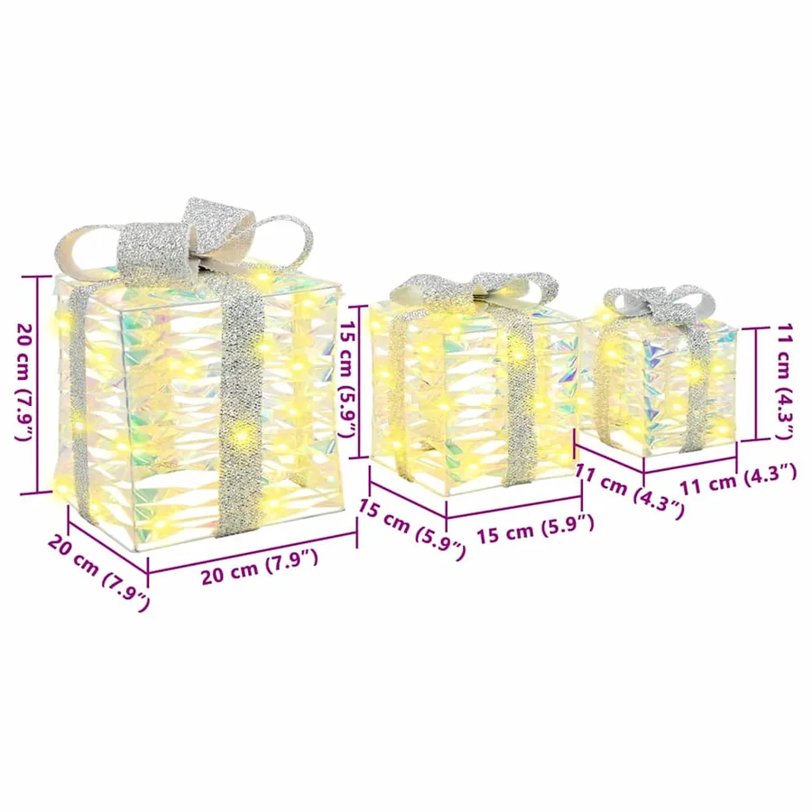 Boîte Cadeau avec 60 LED 3 pcs Blanc chaud 20 x 20 x 20 cm PET - 8
