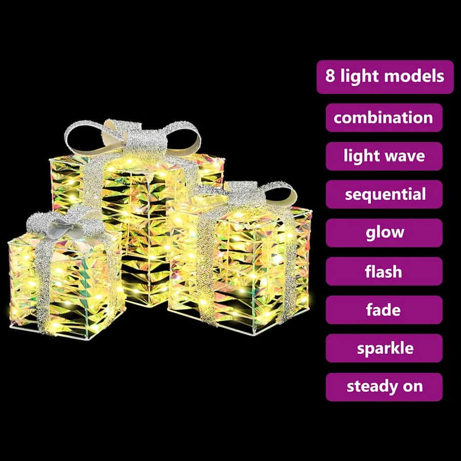Boîte Cadeau avec 60 LED 3 pcs Blanc chaud 20 x 20 x 20 cm PET - 9