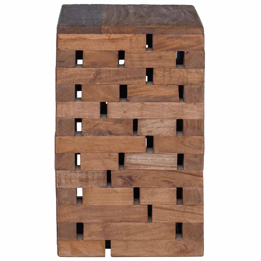 Tabouret Naturel 29 x 29 x 48 cm Bois massif de récupération - 5