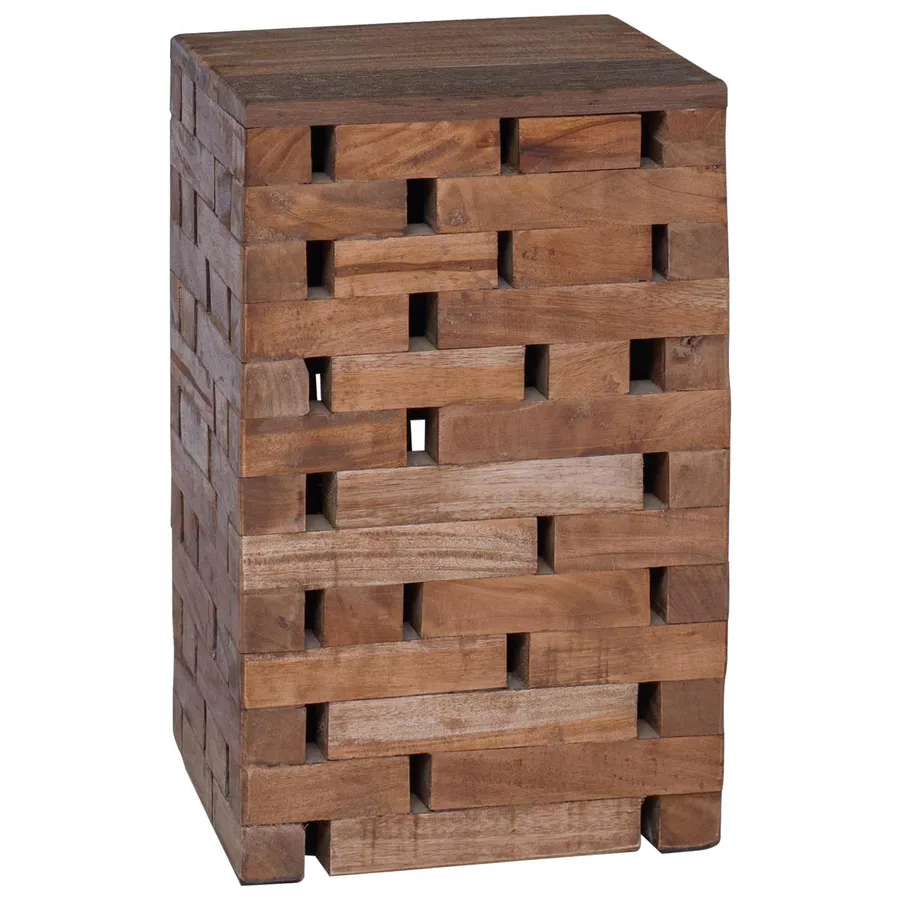 Tabouret Naturel 29 x 29 x 48 cm Bois massif de récupération - 6