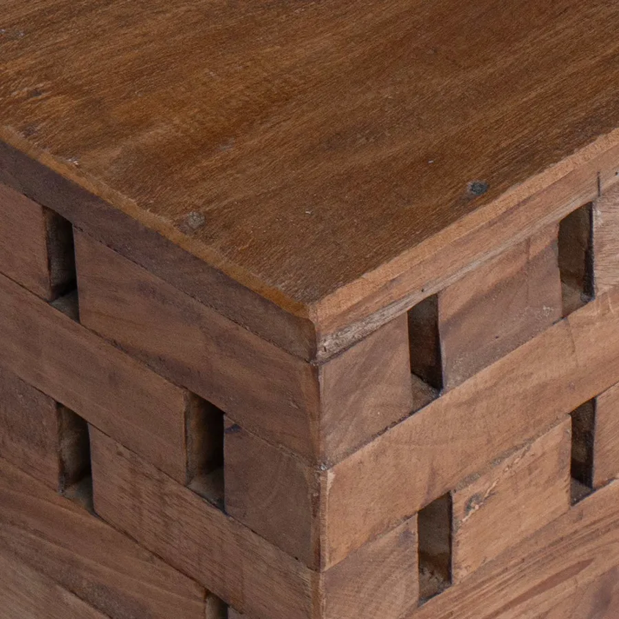 Tabouret Naturel 29 x 29 x 48 cm Bois massif de récupération - 9