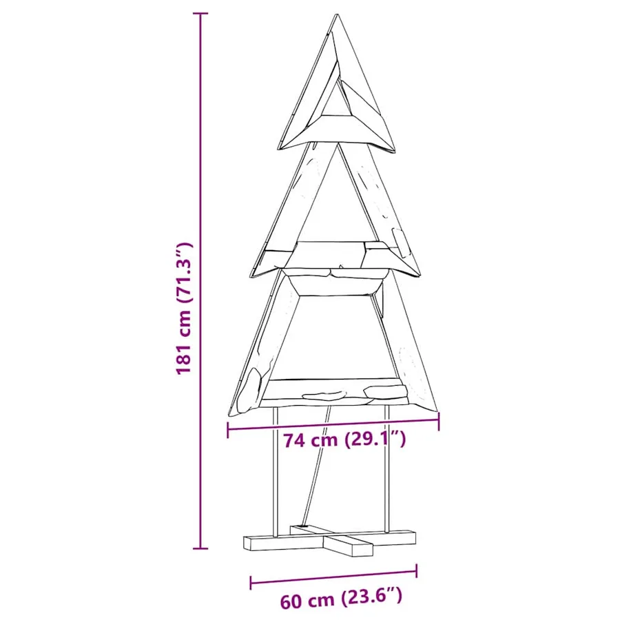 Sapin de Noël avec support Marron 181 cm Bois de teck solide - 12