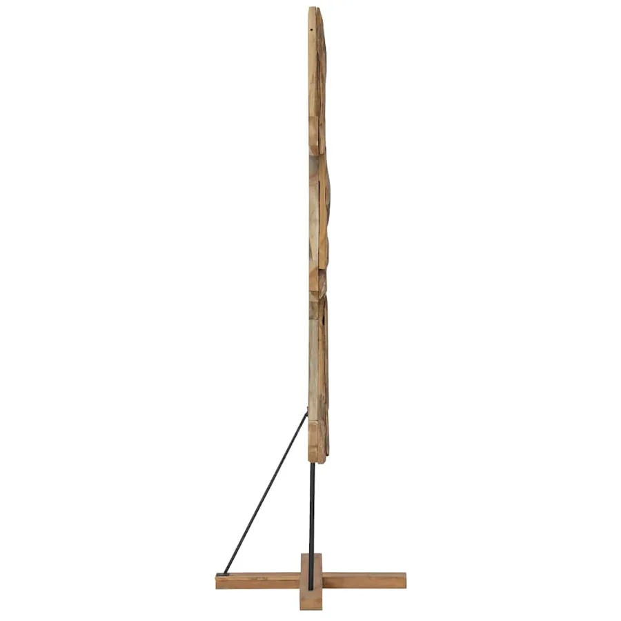 Sapin de Noël avec support Marron 181 cm Bois de teck solide - 6