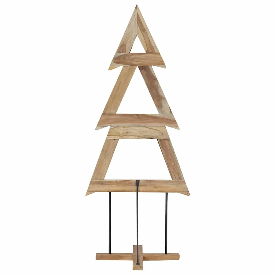 Sapin de Noël avec support Marron 181 cm Bois de teck solide - 7