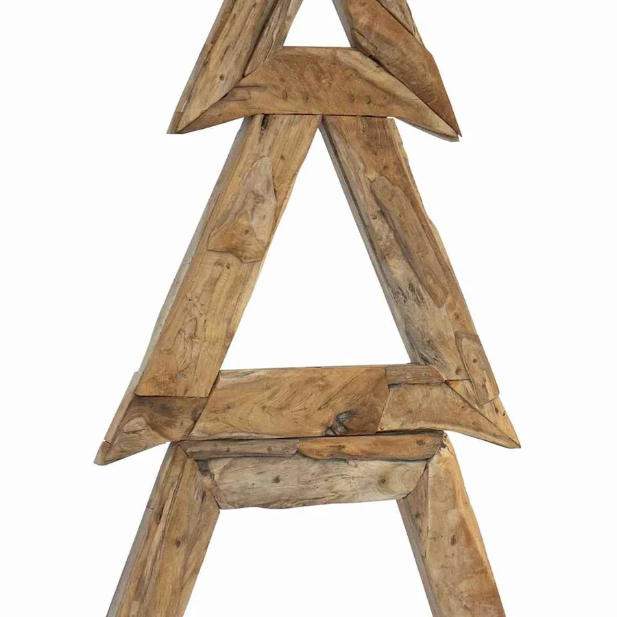 Sapin de Noël avec support Marron 181 cm Bois de teck solide - 9