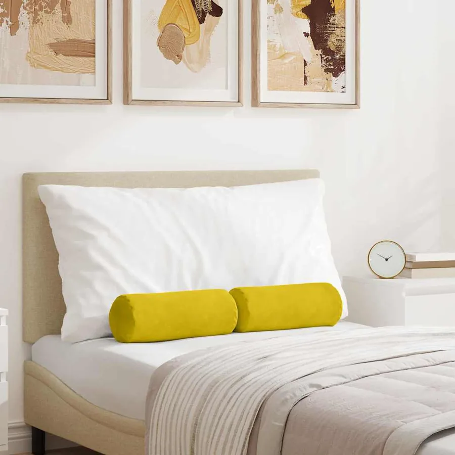 Coussins d'accent 2 pcs Jaune Ø 15 x 40 cm