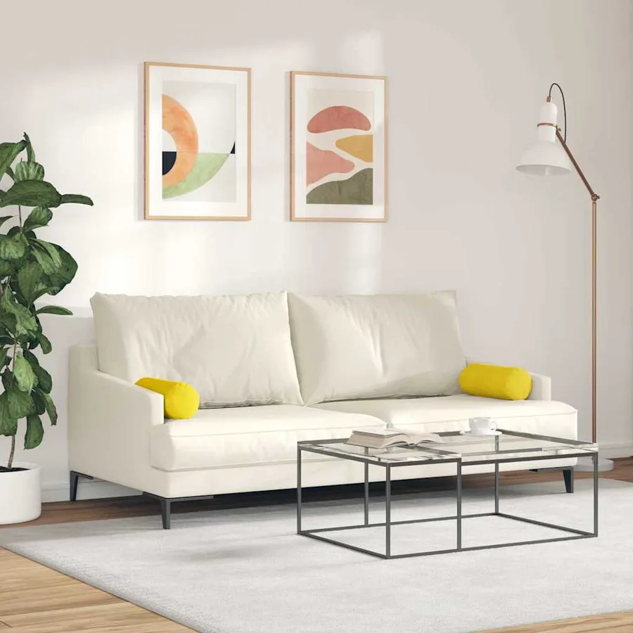 Coussins d'accent 2 pcs Jaune Ø 15 x 40 cm - 4