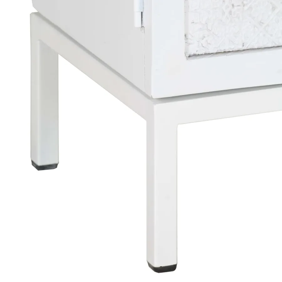 Meuble TV Blanc 115x30x46 cm Bois massif de manguier - 8
