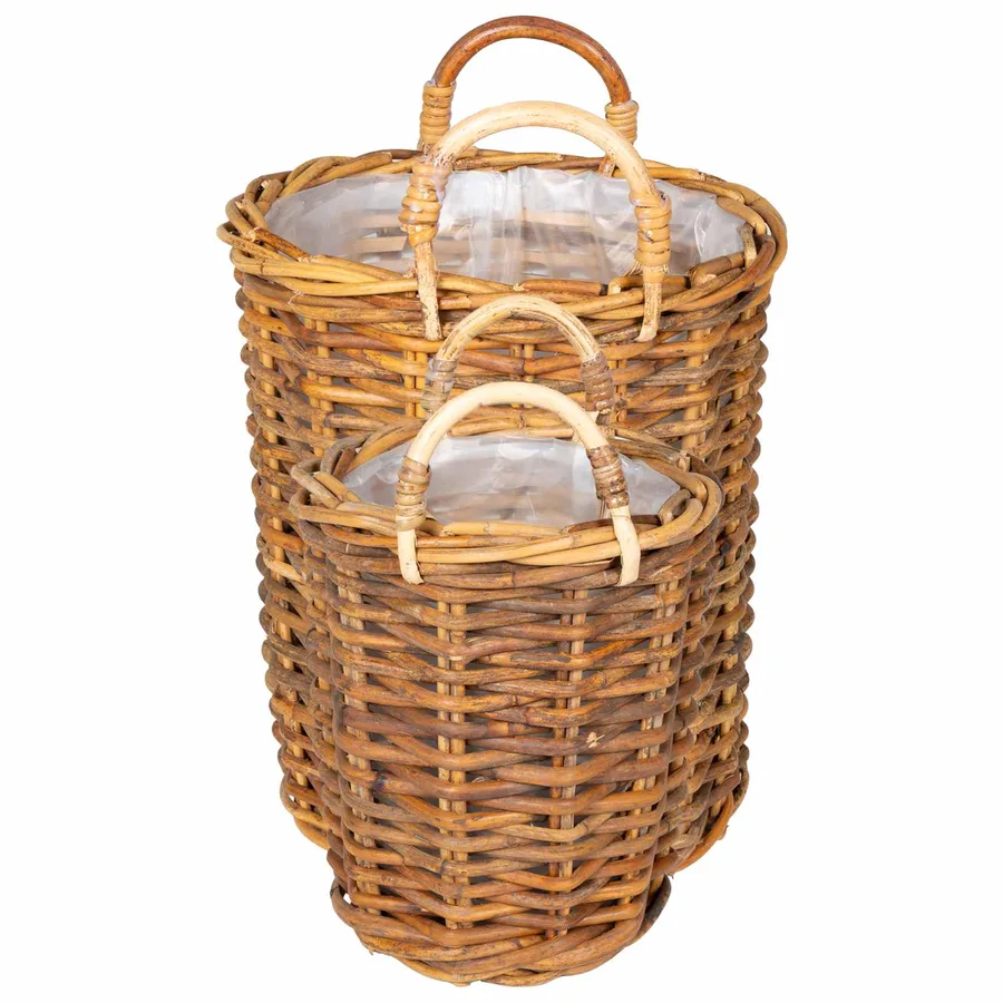 Panier de Plante avec stockage 2 pc Brun Naturel Rattan Kubu - 5