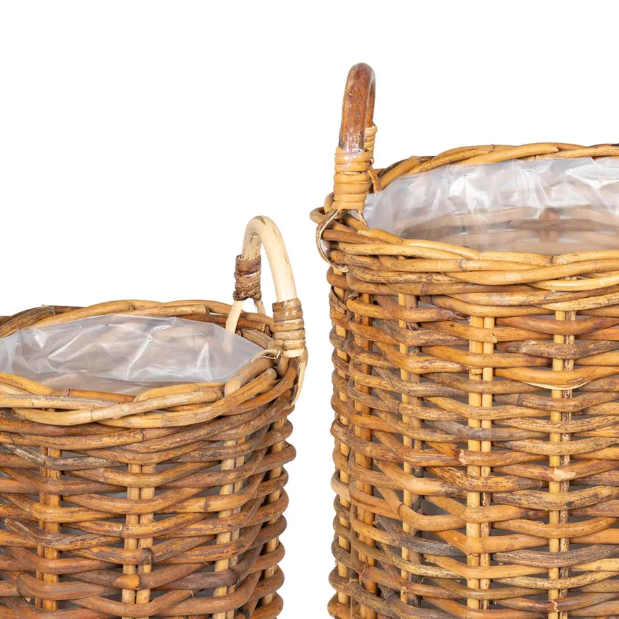 Panier de Plante avec stockage 2 pc Brun Naturel Rattan Kubu - 7