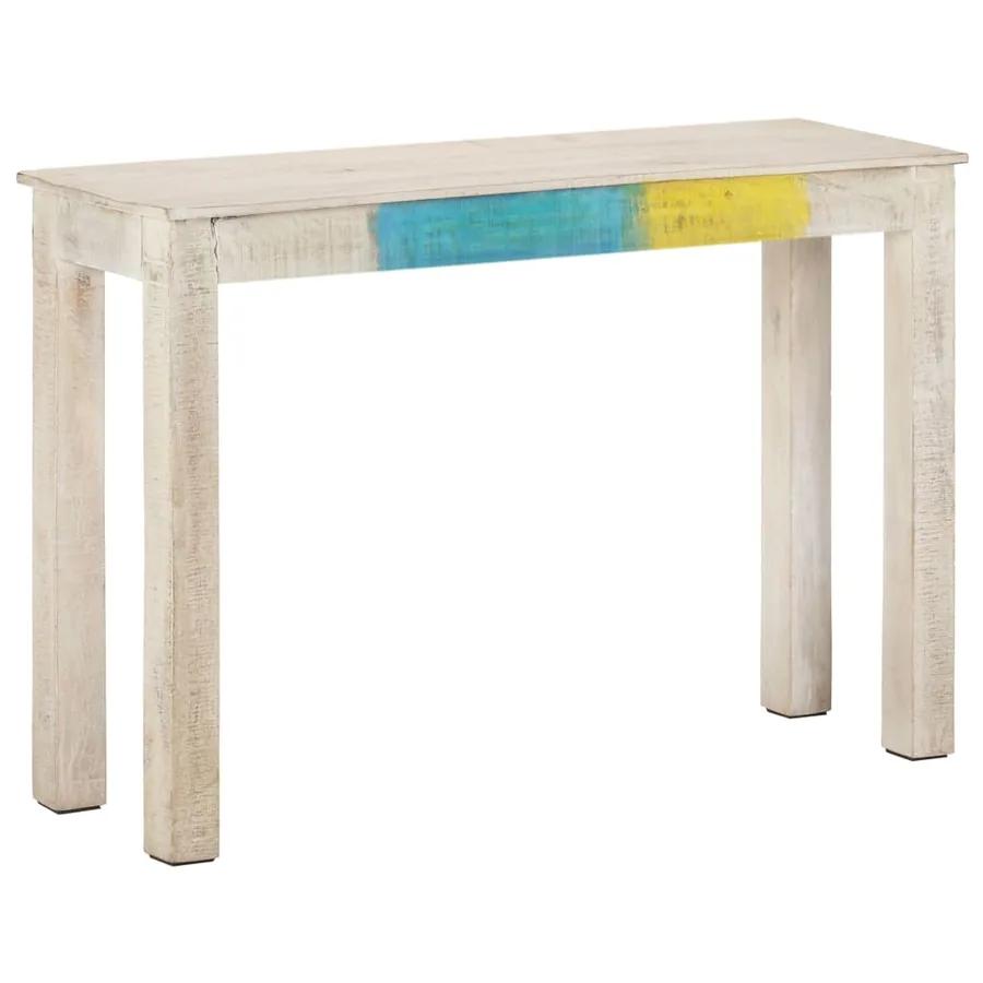 Table console Blanc 115x35x77 cm Bois de manguier brut - 6