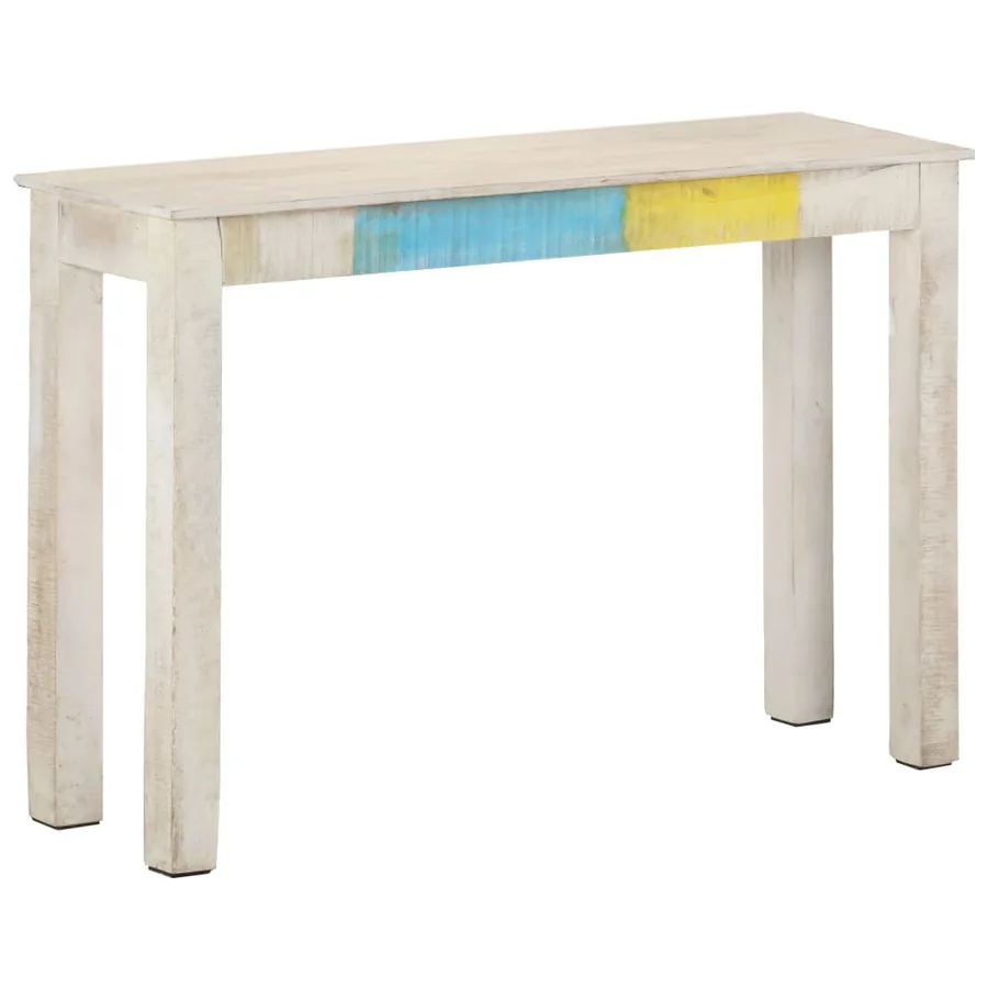 Table console Blanc 115x35x77 cm Bois de manguier brut - 7