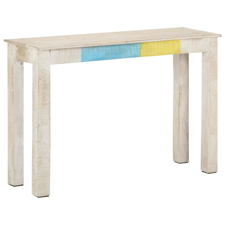 Table console Blanc 115x35x77 cm Bois de manguier brut - 8