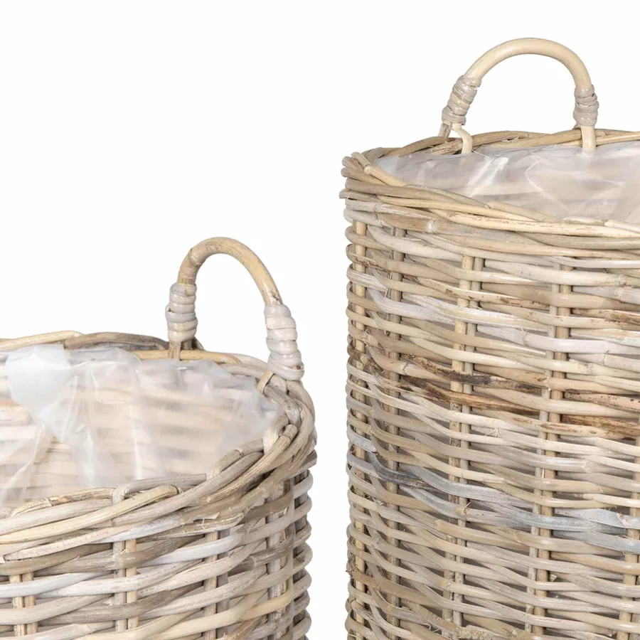 Panier à Plantes avec stockage 2 pc Gris naturel Rattan Kubu - 7