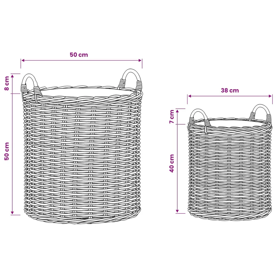 Panier à Plantes avec stockage 2 pc Gris naturel Rattan Kubu - 9