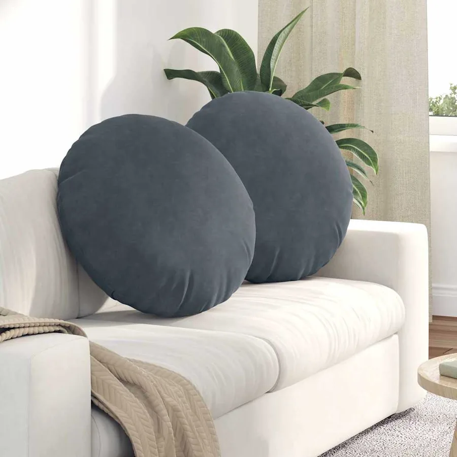 Coussins de siège 2 pcs Gris foncé Ø60 x 21 cm Velours