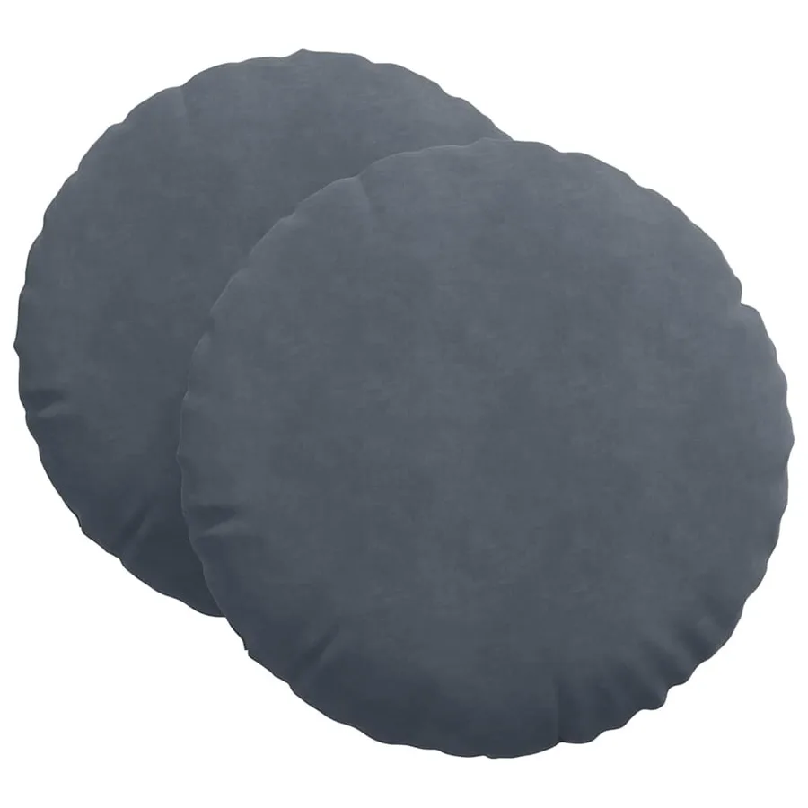 Coussins de siège 2 pcs Gris foncé Ø60 x 21 cm Velours - 2