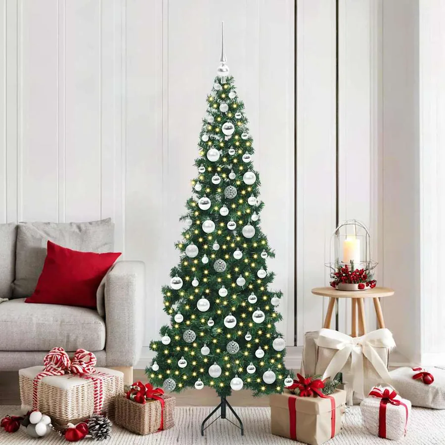 Arbre de Noël artificiel d'angle Vert 180 cm PVC et métal
