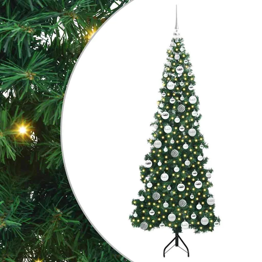 Arbre de Noël artificiel d'angle Vert 180 cm PVC et métal - 2