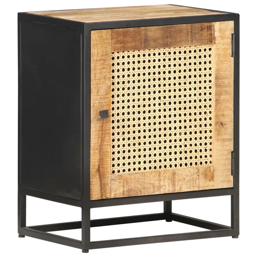 Table de chevet 40x30x50 cm Bois de manguier et canne naturelle - 12
