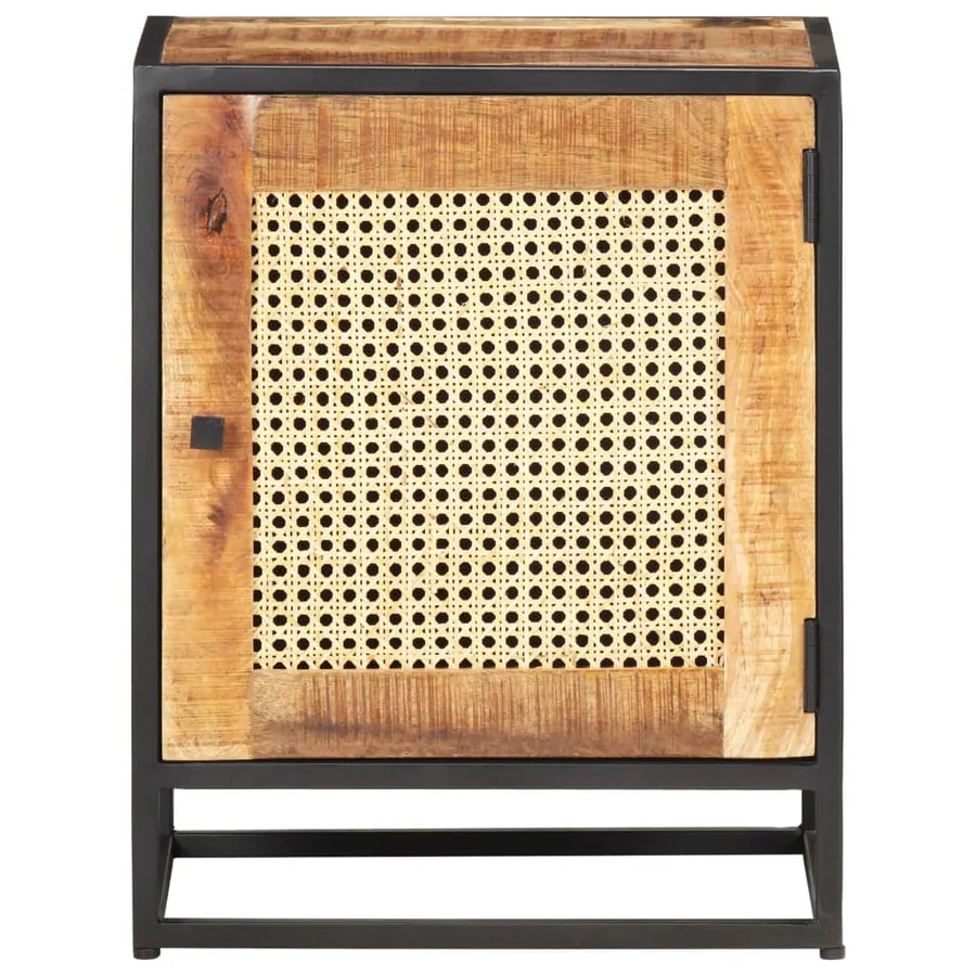 Table de chevet 40x30x50 cm Bois de manguier et canne naturelle - 3