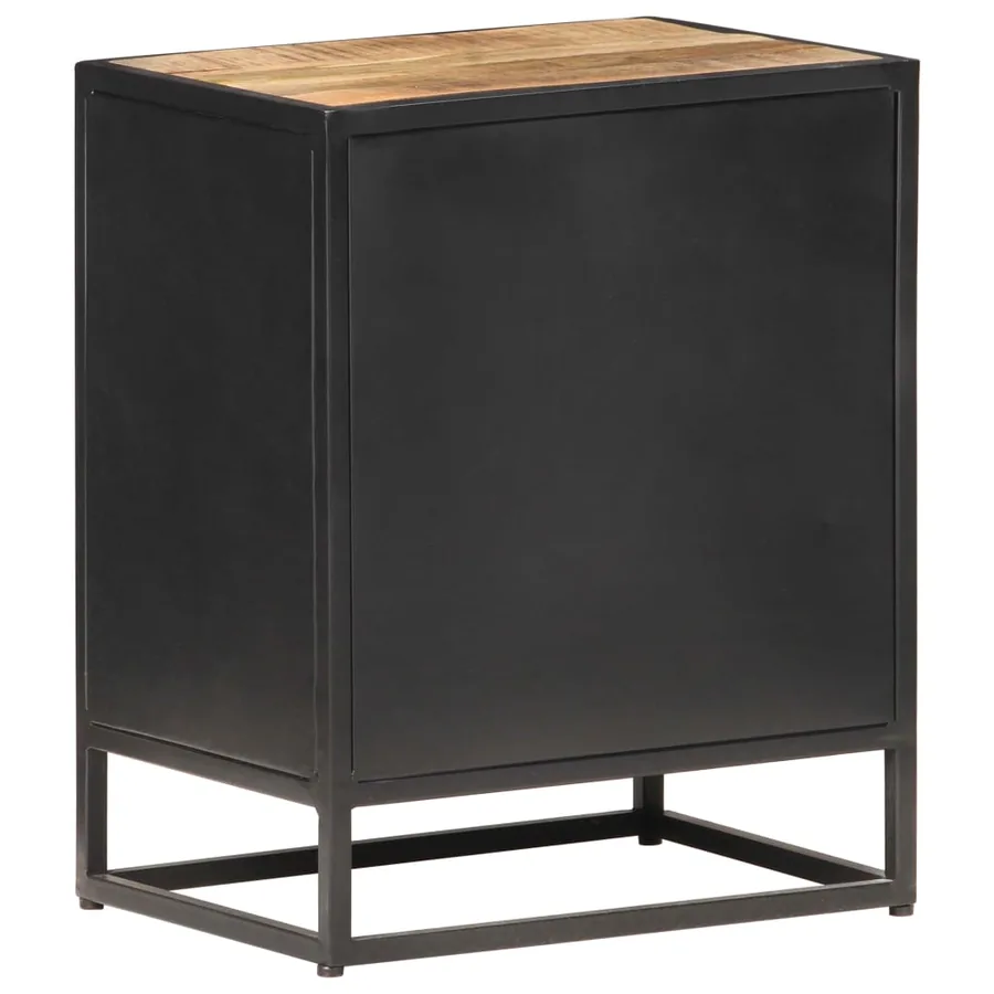 Table de chevet 40x30x50 cm Bois de manguier et canne naturelle - 5