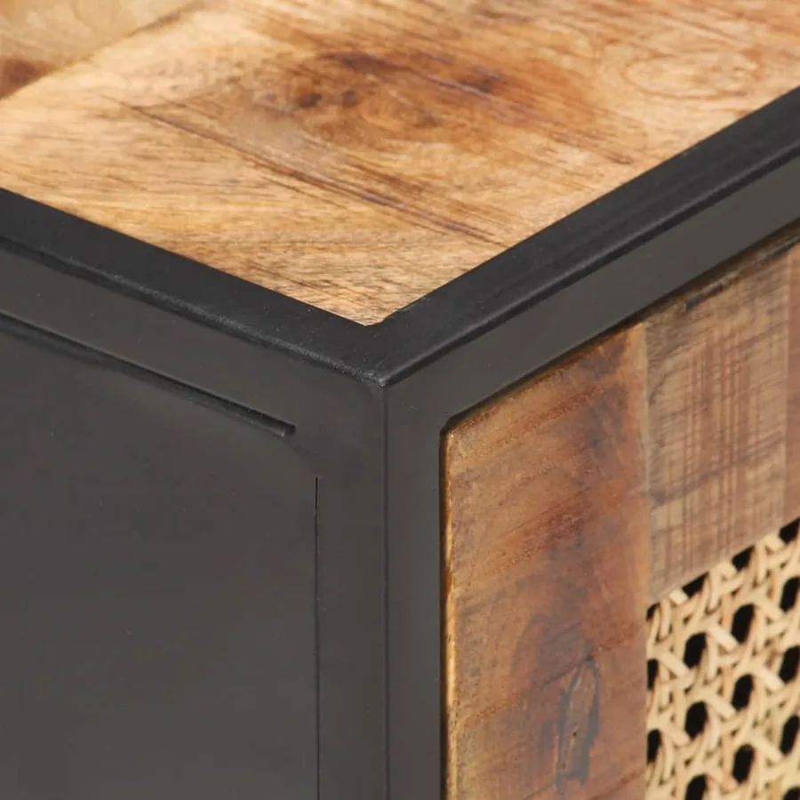 Table de chevet 40x30x50 cm Bois de manguier et canne naturelle - 6