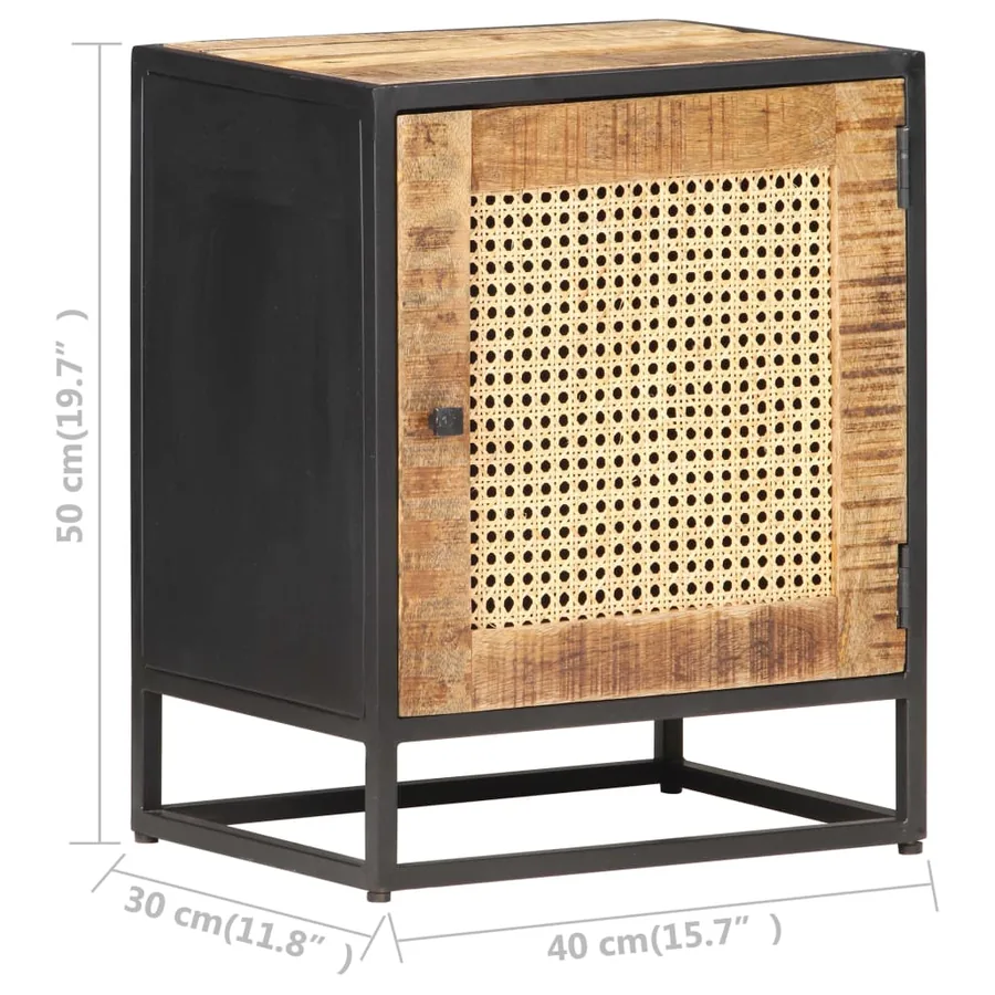 Table de chevet 40x30x50 cm Bois de manguier et canne naturelle - 8