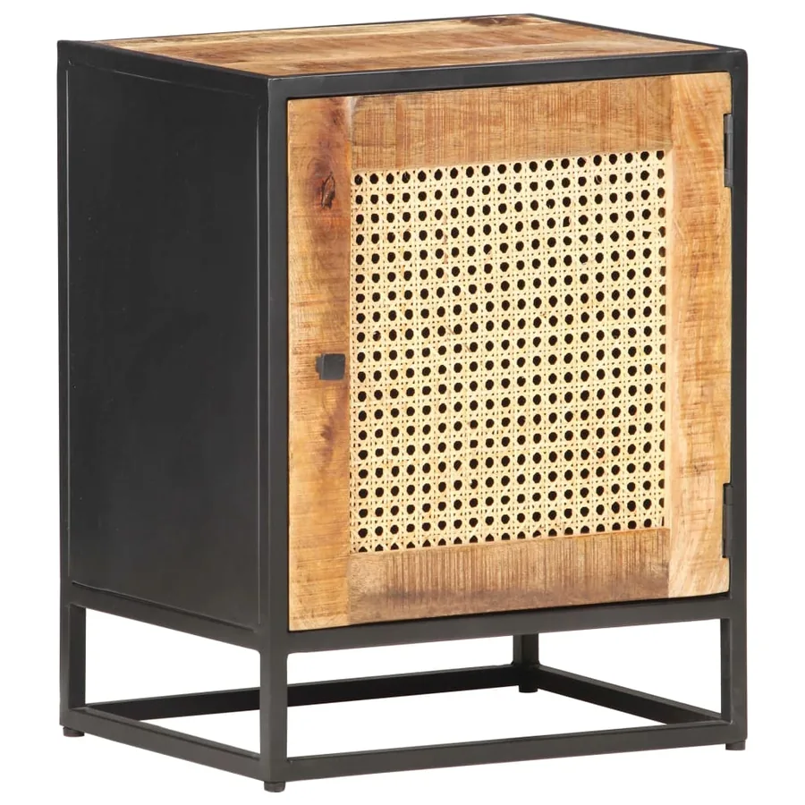 Table de chevet 40x30x50 cm Bois de manguier et canne naturelle - 9