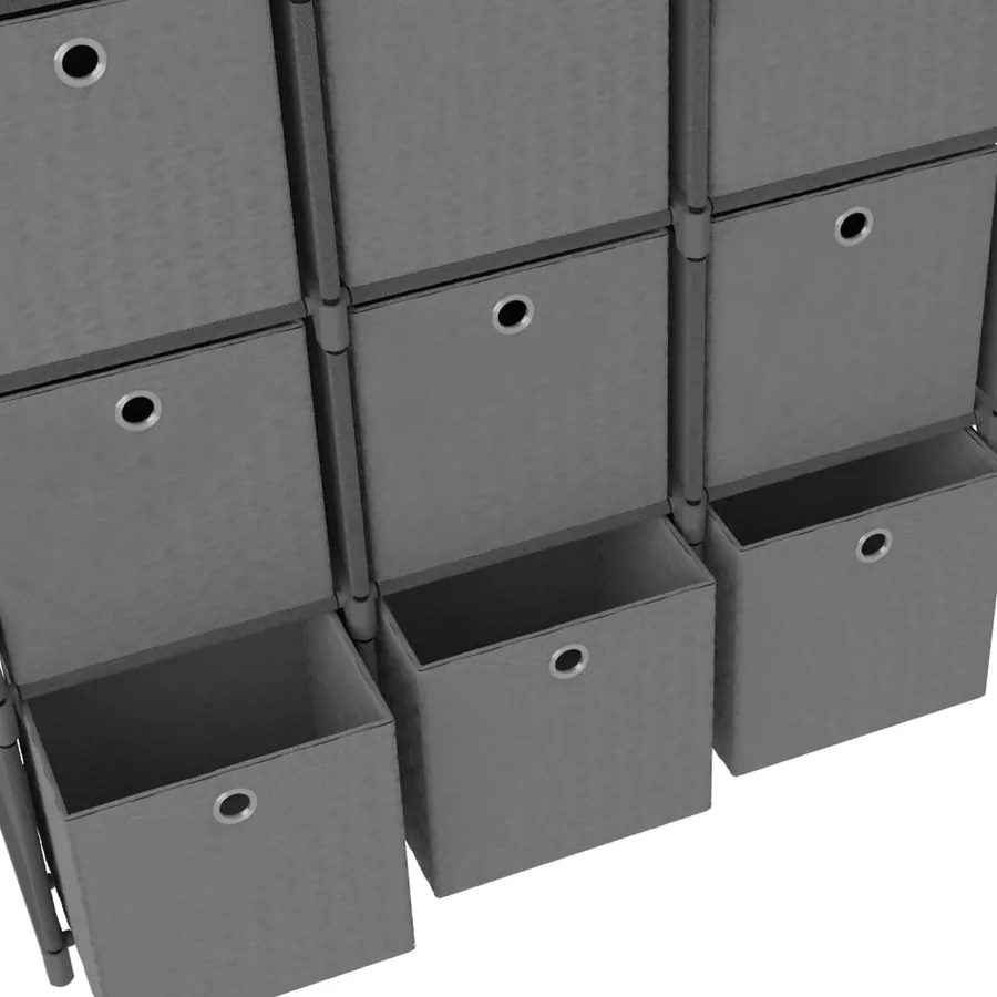 Étagère à 15 cubes avec boîtes Gris 103x30x175,5 cm Tissu - 6