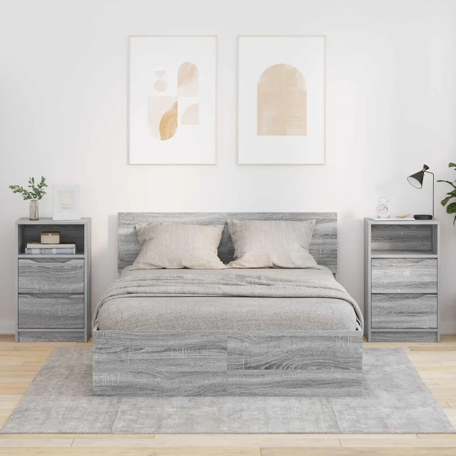 Tables de chevet avec tiroir 2 pcs Gris Sonoma 40 x 30 x 467 cm