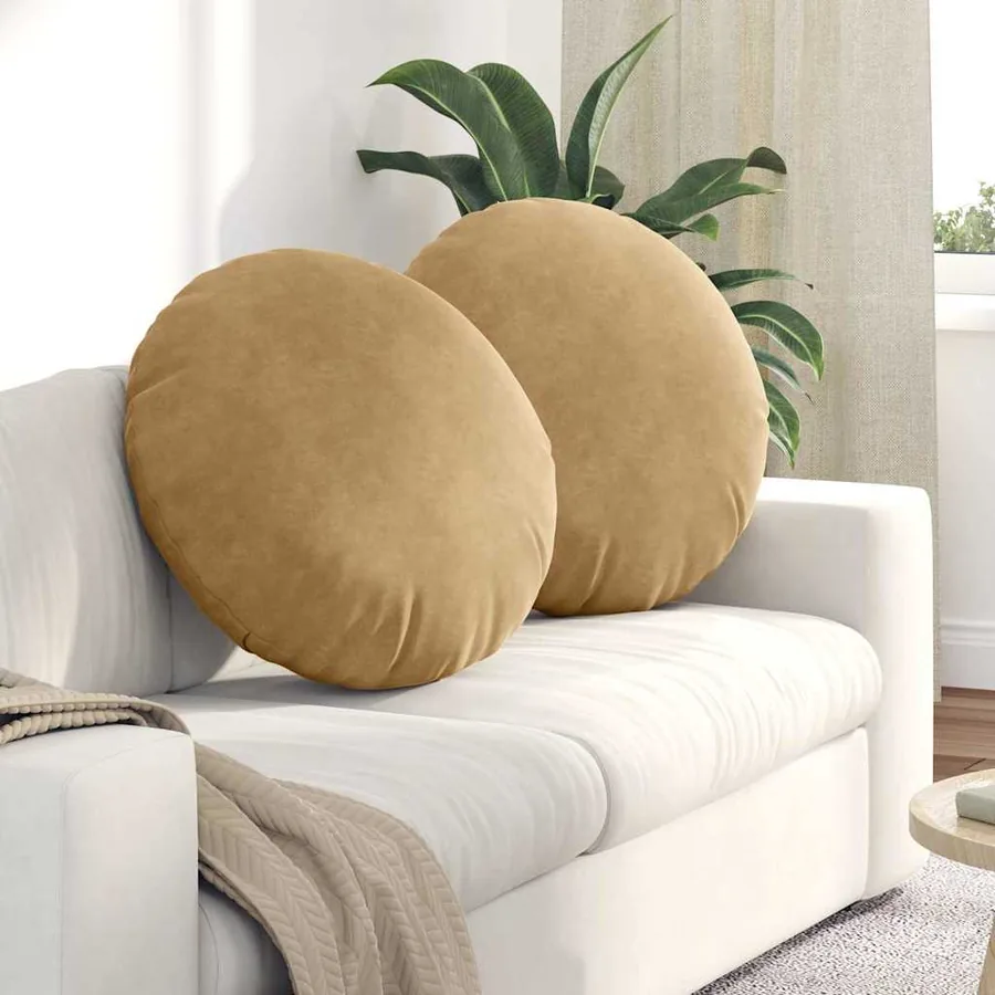 Coussins de siège 2 pcs Marron Ø60 x 21 cm Velours