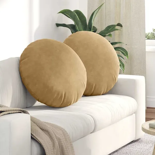 Coussins de siège 2 pcs Marron Ø60 x 21 cm Velours