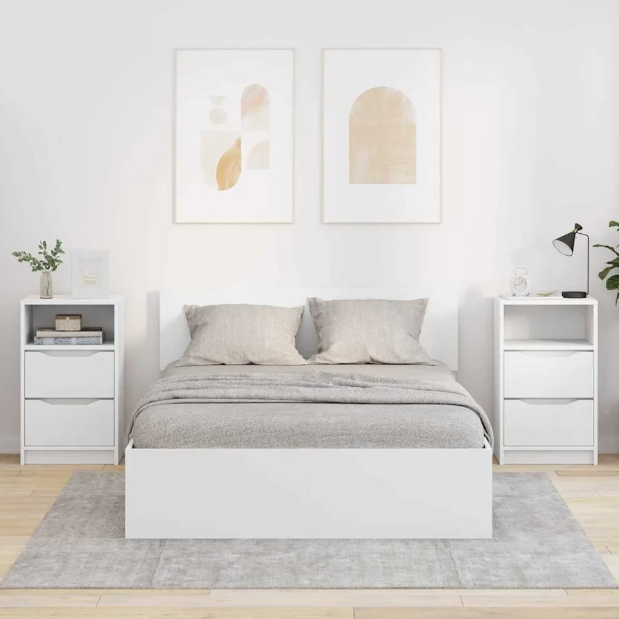 Tables de chevet 2 pcs Blanc 40 x 30 x 467 cm Bois d'ingénierie