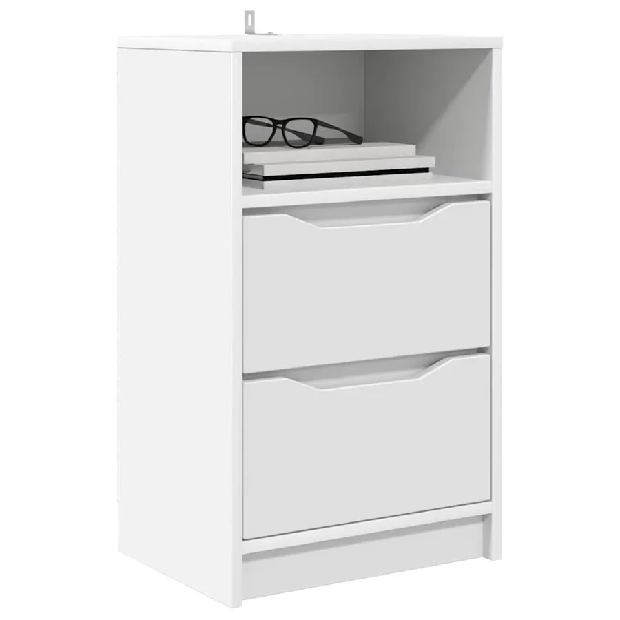Tables de chevet 2 pcs Blanc 40 x 30 x 467 cm Bois d'ingénierie - 3
