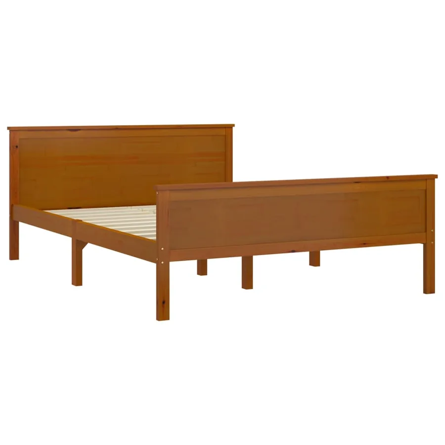Cadre de lit sans matelas marron miel pin massif 160x200 cm - 3
