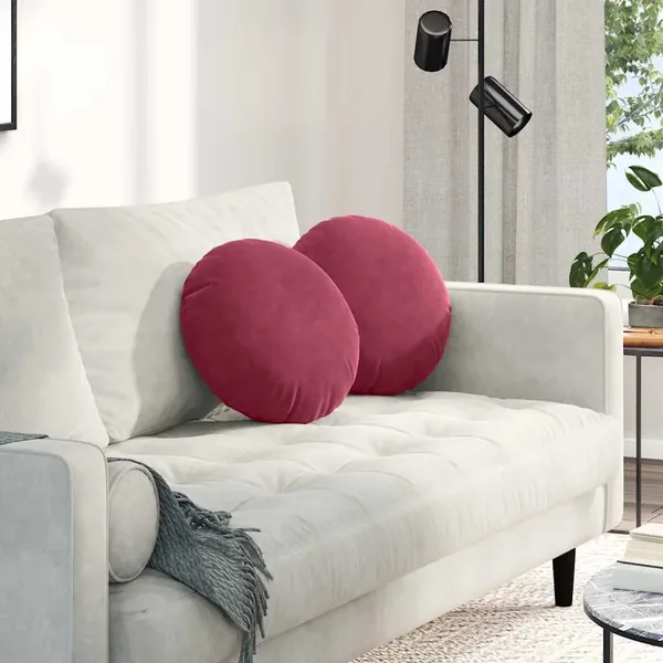 Coussins de siège 2 pcs Bordeaux Ø 40 x 13 cm Velours