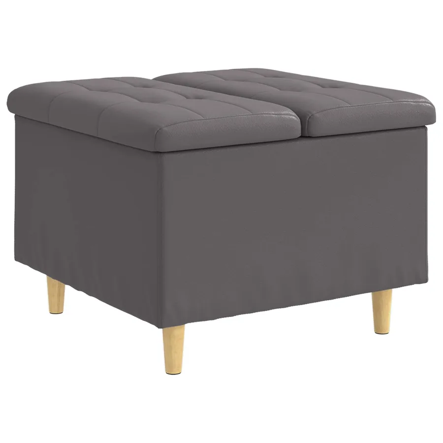 Pouf de rangement avec coussin Gris 60 x 60 x 45 cm Simili cuir - 2