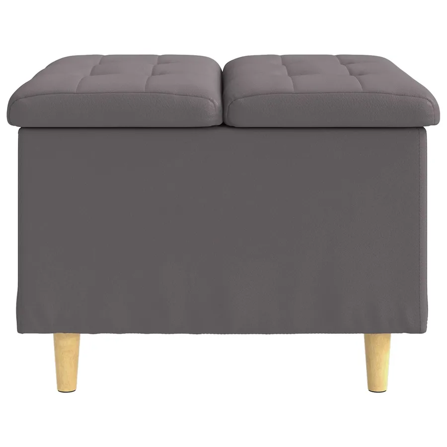 Pouf de rangement avec coussin Gris 60 x 60 x 45 cm Simili cuir - 5