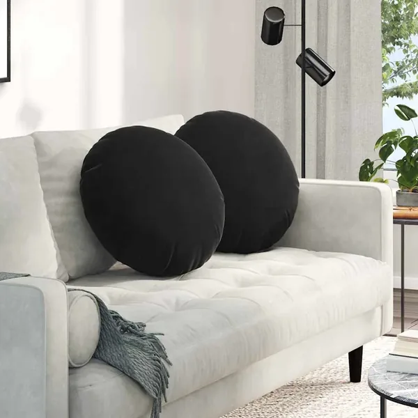 Coussins de siège 2 pcs Noir Ø50 x 19 cm Velours