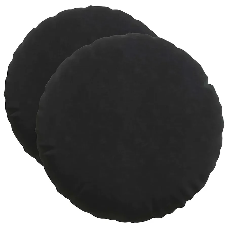 Coussins de siège 2 pcs Noir Ø50 x 19 cm Velours - 2