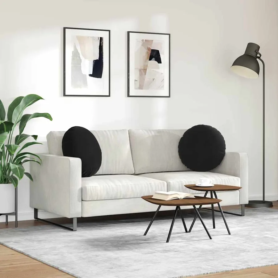 Coussins de siège 2 pcs Noir Ø50 x 19 cm Velours - 4