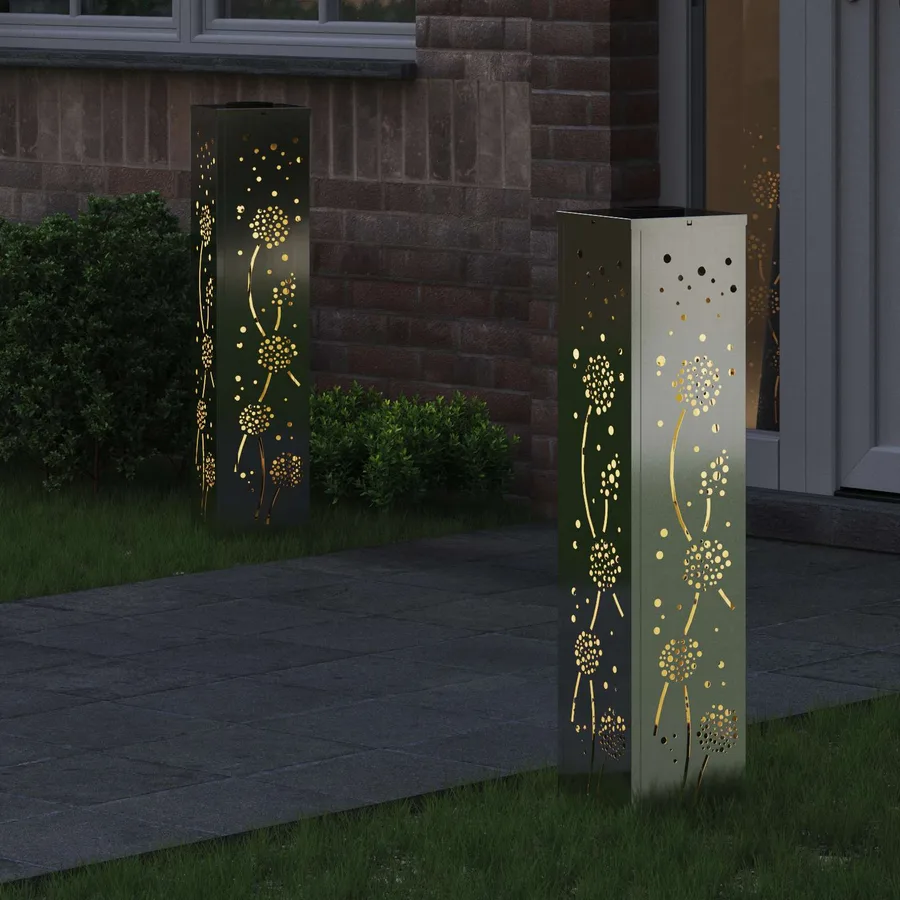 Lumière de chemin LED solaire 2 pcs Blanc chaud 18 x 18 x 80 cm - 3